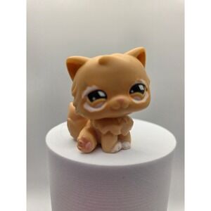 Hasbro Littlest Pet Shop Persian Cat 2007 #490 Tan Brown Eyes LPS Figure /D3